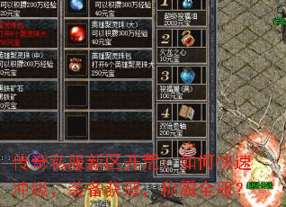 传奇私服新区开荒:如何快速冲级,装备获取,称霸全服? 传奇私服新区开荒:如何快速冲级,装备获取,称霸全服?