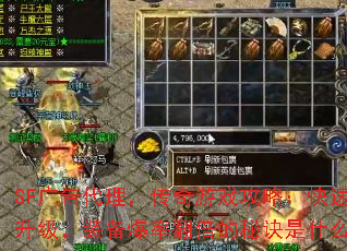 SF广告代理,传奇游戏攻略:快速升级,装备爆率翻倍的秘诀是什么? SF广告代理,传奇游戏攻略:快速升级,装备爆率翻倍的秘诀是什么?