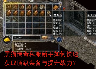 黑猫传奇私服新手如何快速获取顶级装备与提升战力? 黑猫传奇私服新手如何快速获取顶级装备与提升战力?