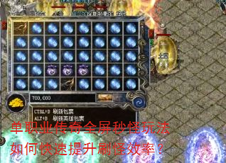 单职业传奇全屏秒怪玩法如何快速提升刷怪效率? 单职业传奇全屏秒怪玩法如何快速提升刷怪效率?