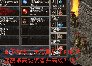 金币复古传奇私服新手如何快速获取高级装备并高效升级? 金币复古传奇私服新手如何快速获取高级装备并高效升级?