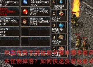 热血传奇手游技能书哪里爆率最高?哪些怪物掉落?如何快速获取技能书? 热血传奇手游技能书哪里爆率最高?哪些怪物掉落?如何快速获取技能书?